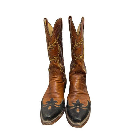 Lucchese Brown Leather Western Boots Size 7.5 - Picture 3 of 9